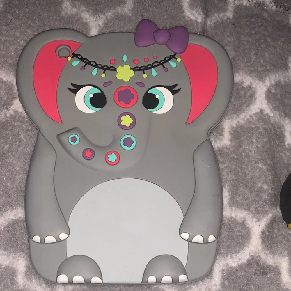Gray Elephant Tablet Case with Pink Accents